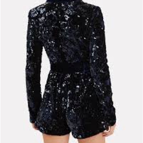 Alexis Pamina Sequin Belted Long Sleeve Romper in Navy Blue Size Medium - Picture 3 of 8